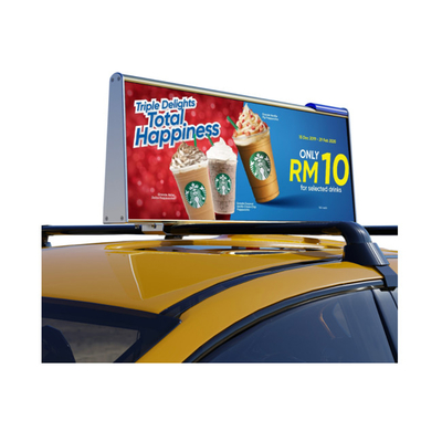 Standart Boyut 960x320mm ile 1920Hz Dış Mekan Taksi Üstü Led Ekran